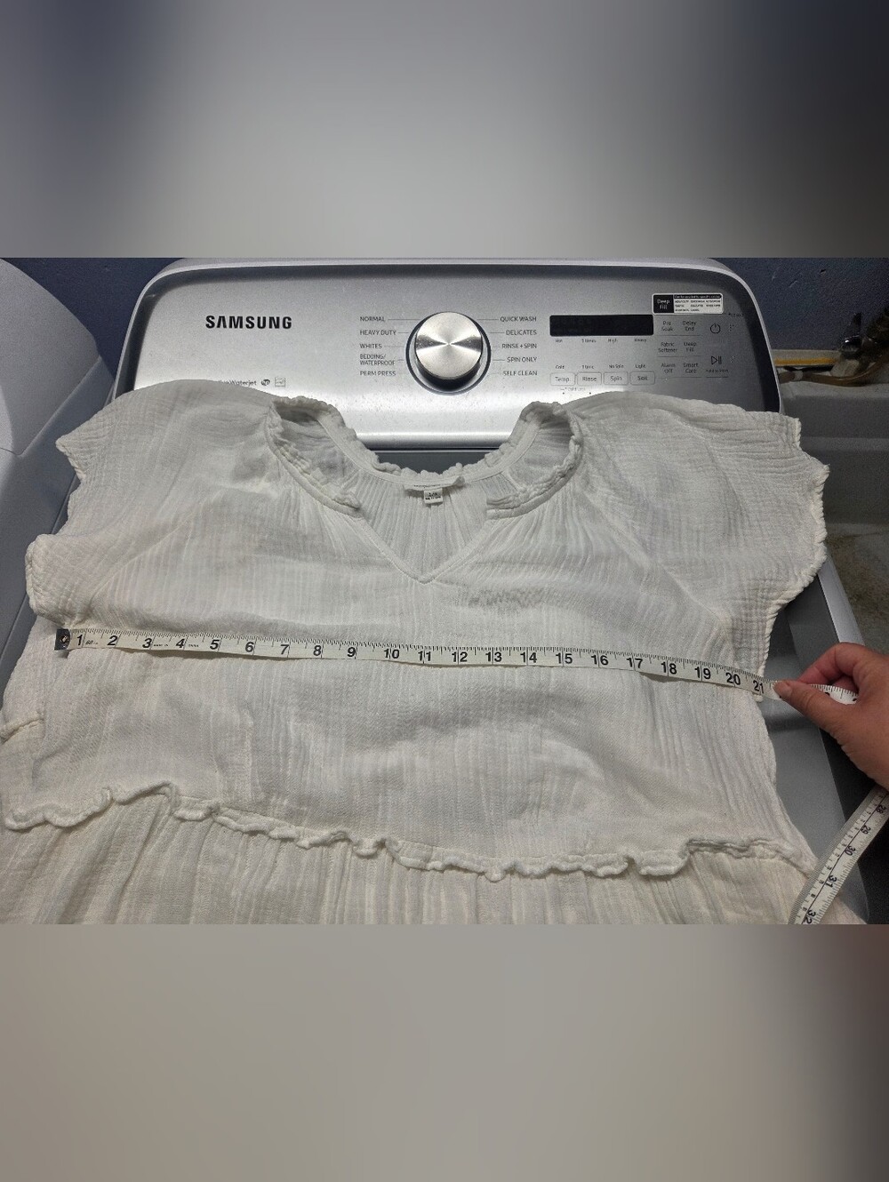 Women's White Tiered Cotton Dress - Unknown Brand - Picture 2 of 2